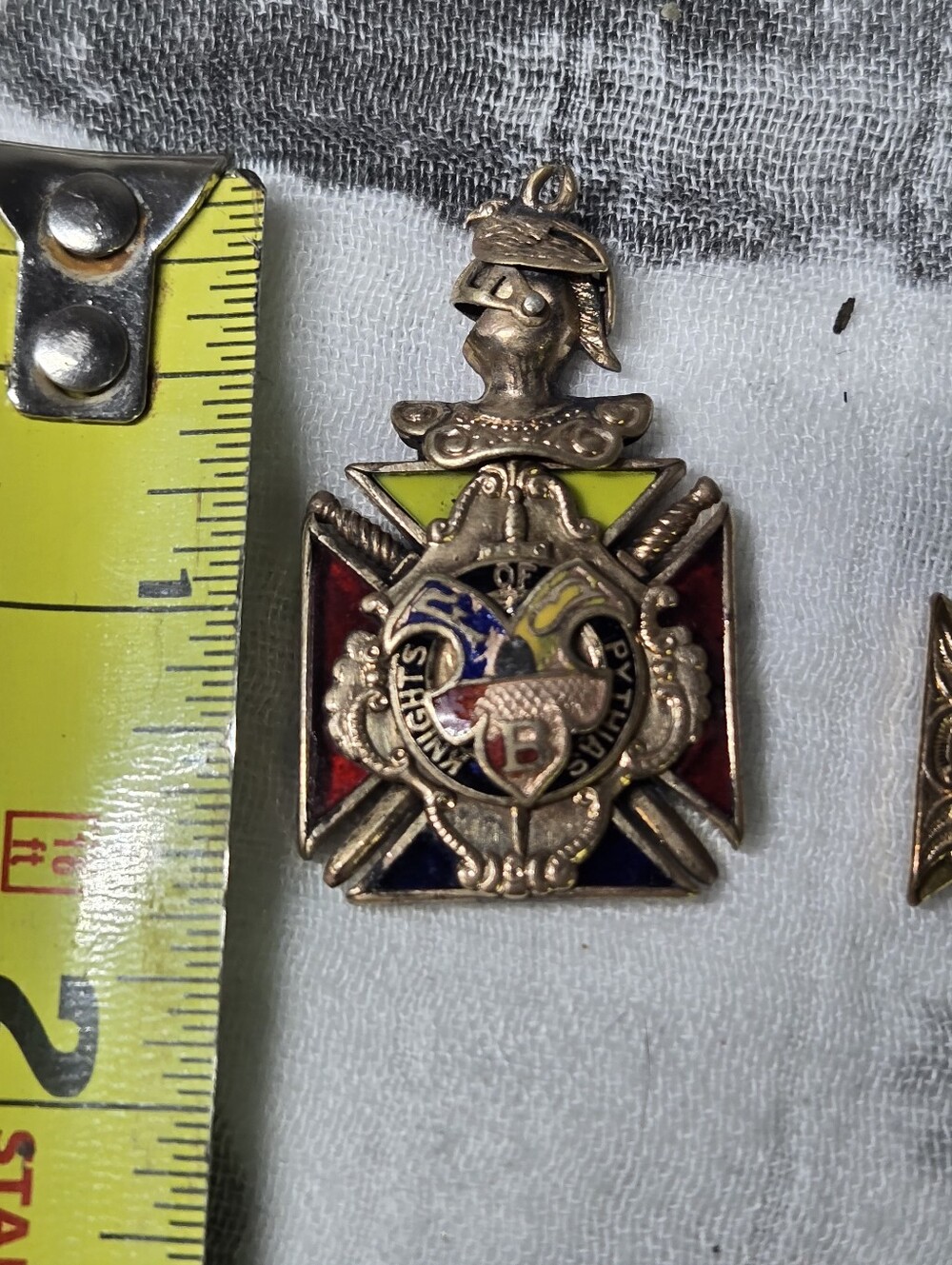 Vintage fraternal watch fob for the Knights of Pythias organization.